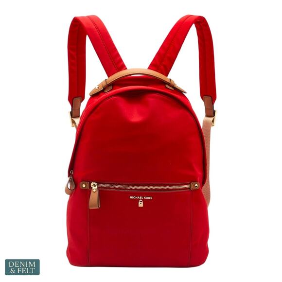 Michael‎ Kors Red Gold Nylon Kelsey Backpack Travel Carry On Designer Bag MK main image 16